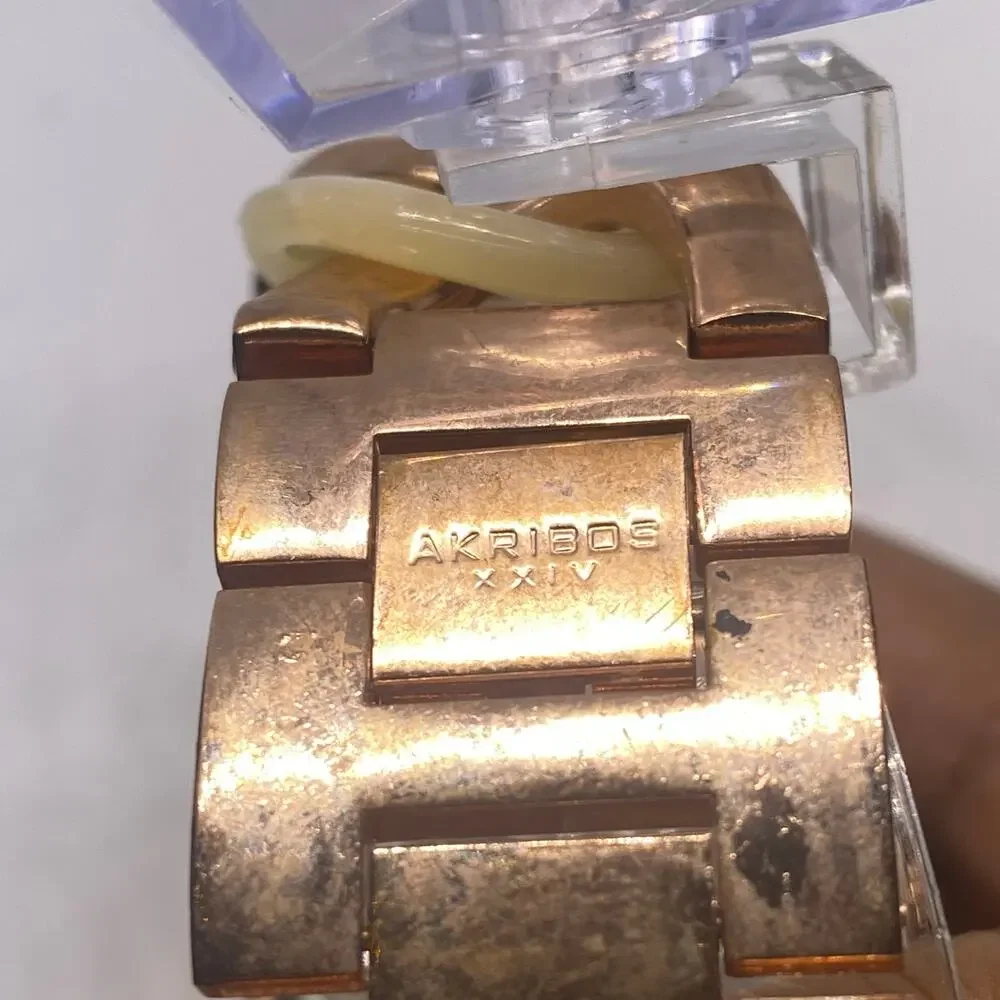 Akribos XXIV Rose Gold-Tone Stainless Steel Chain Style Watch – New Battery